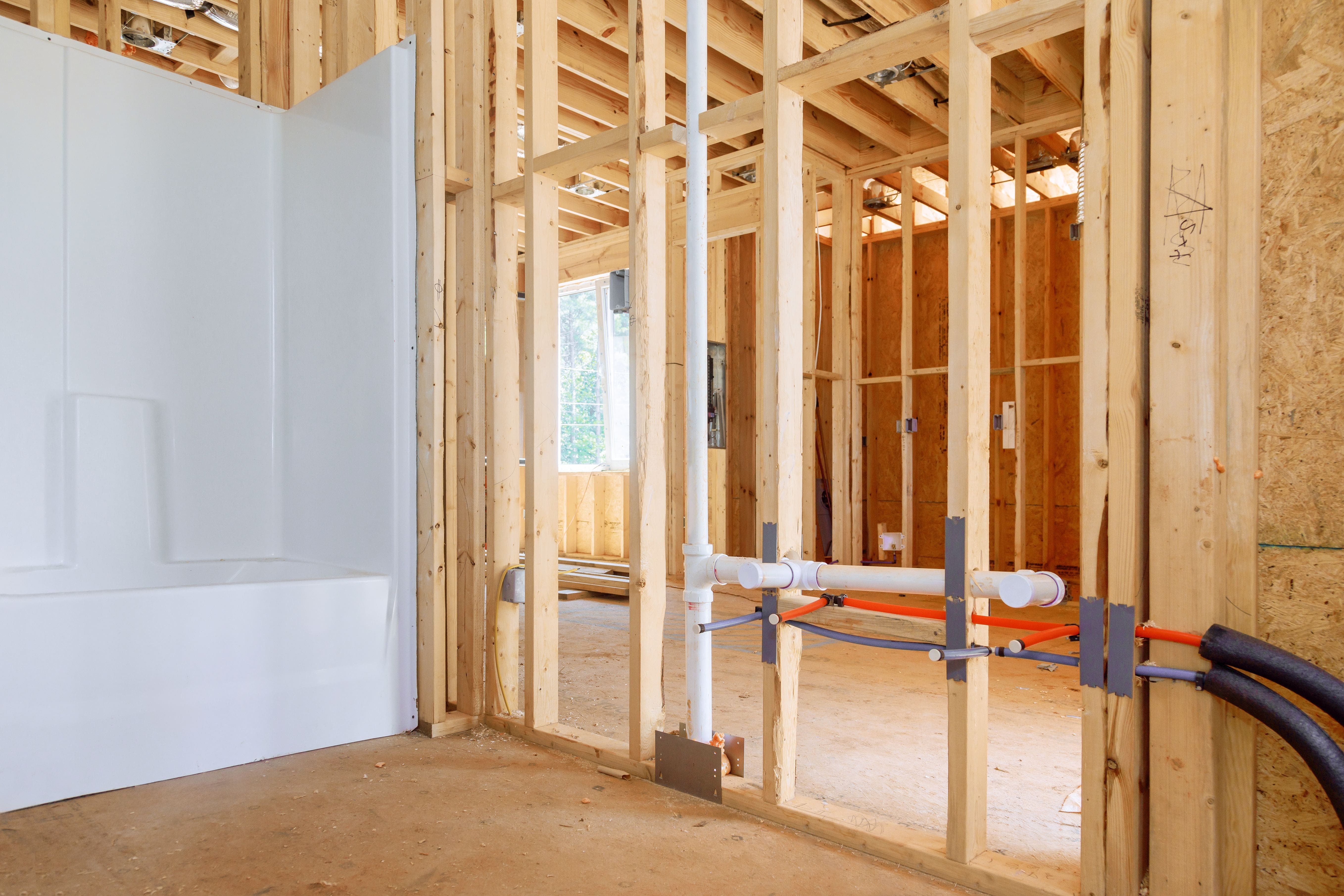 new plumbing construction - bathroom remodel
